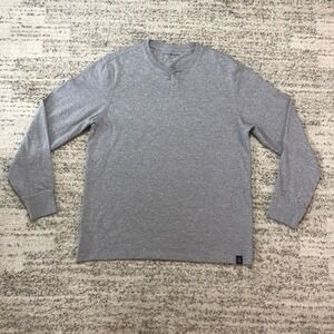 Lucky Brand Henley Shirt Men's Size Large‎ Long Sleeve Casual Gray Cotton